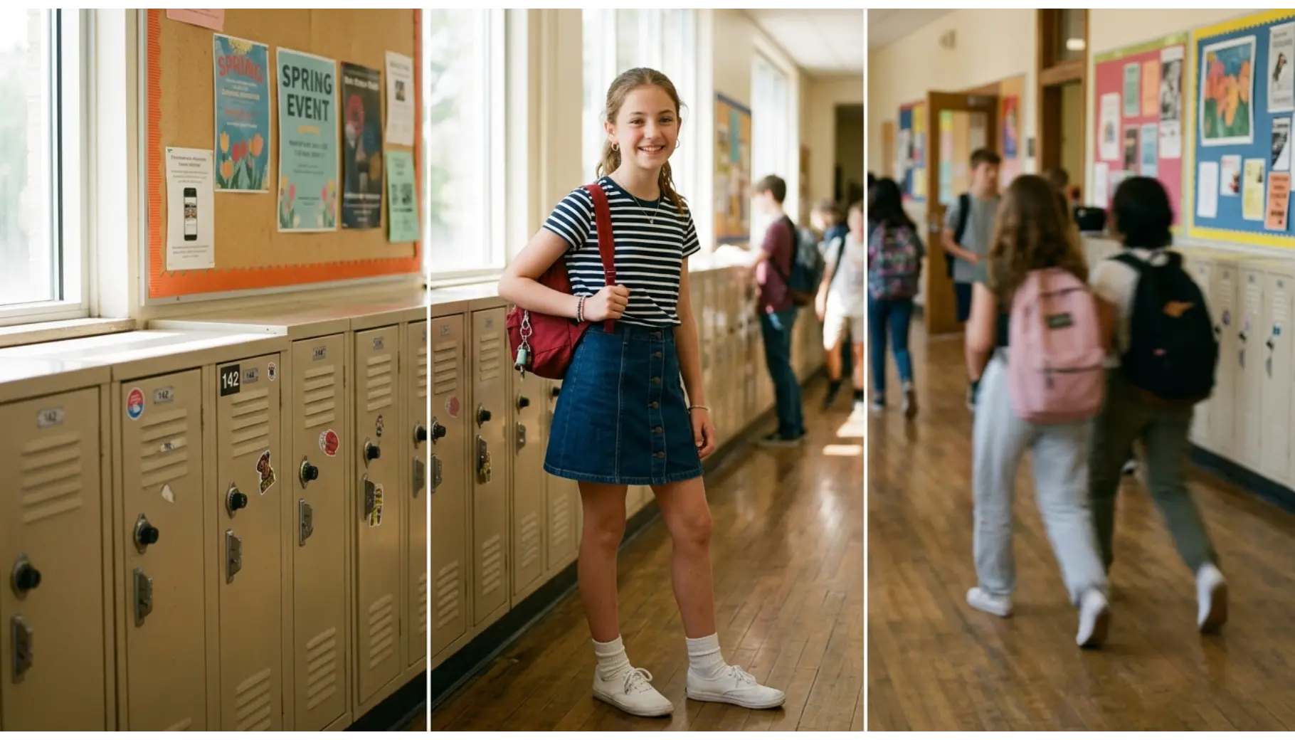 Striped Tee and Denim Skirt