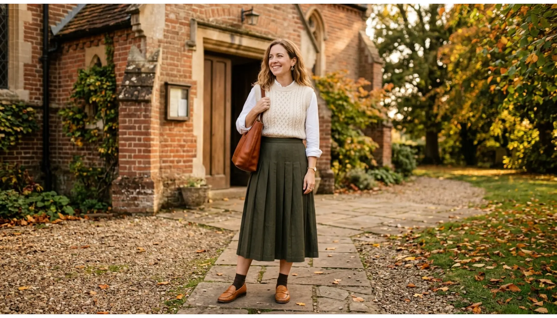 Sweater Vest With Midi Skirt