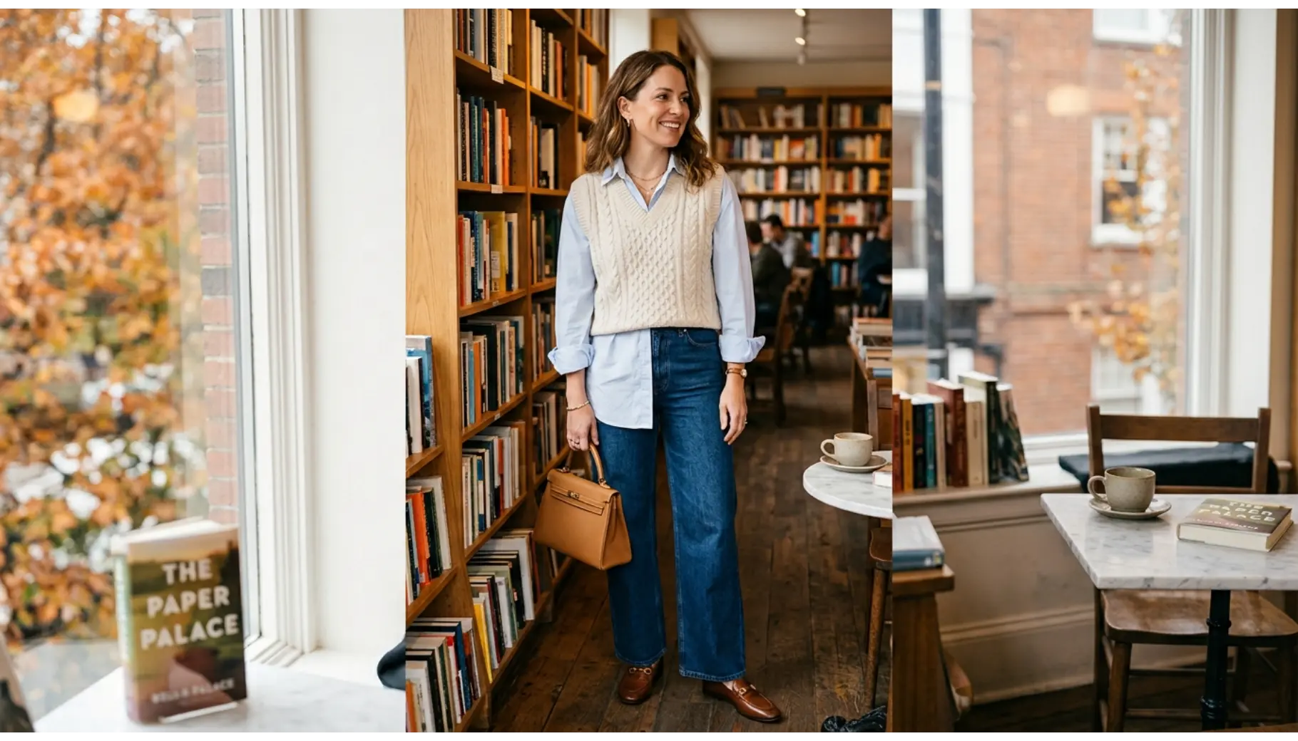 Sweater Vest With Wide-Leg Jeans