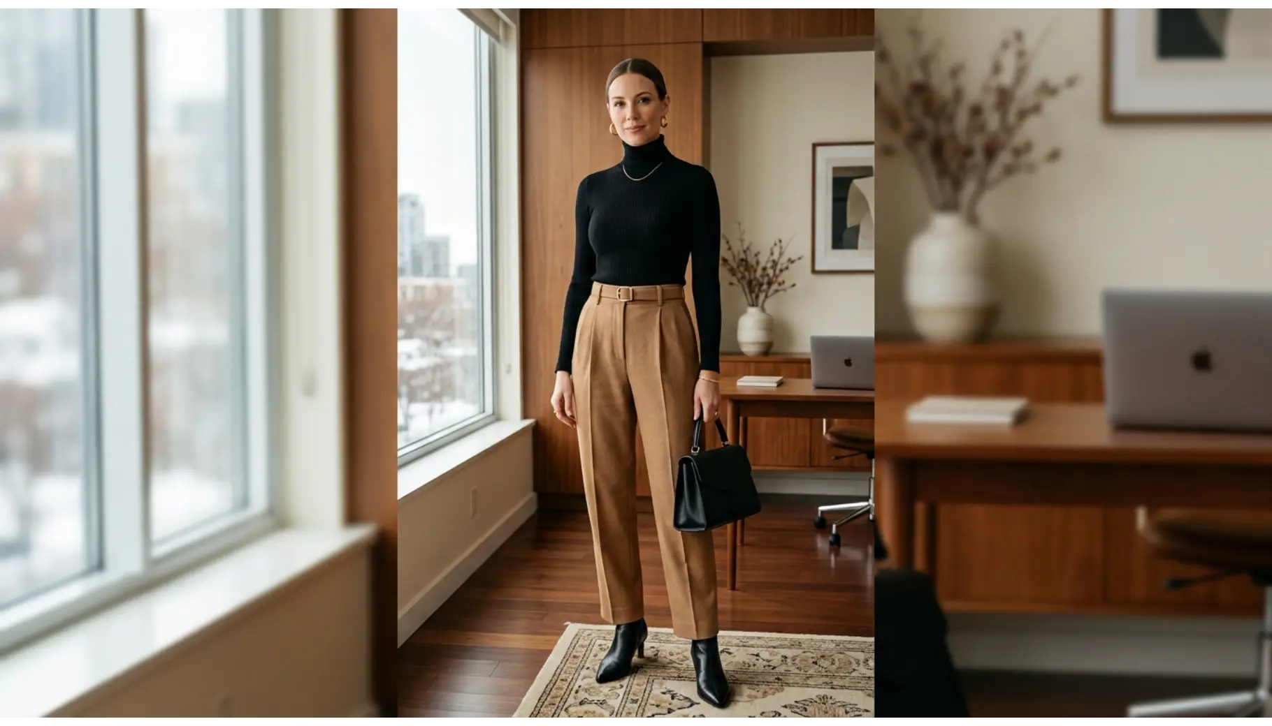 Turtleneck With Pleated Trousers