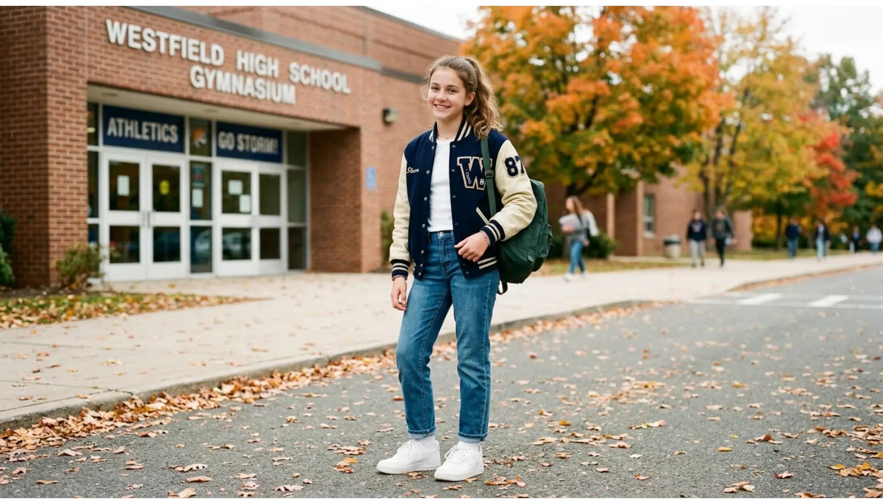 Varsity Jacket and Straight-Leg Jeans
