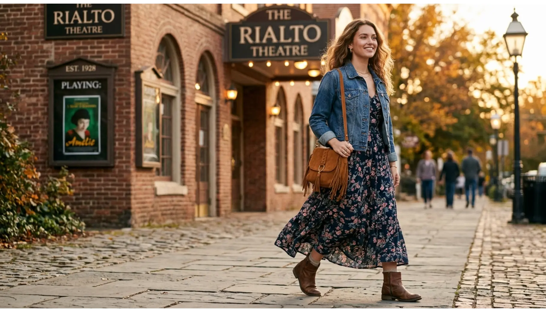 Vintage Floral Maxi Dress with Denim Jacket