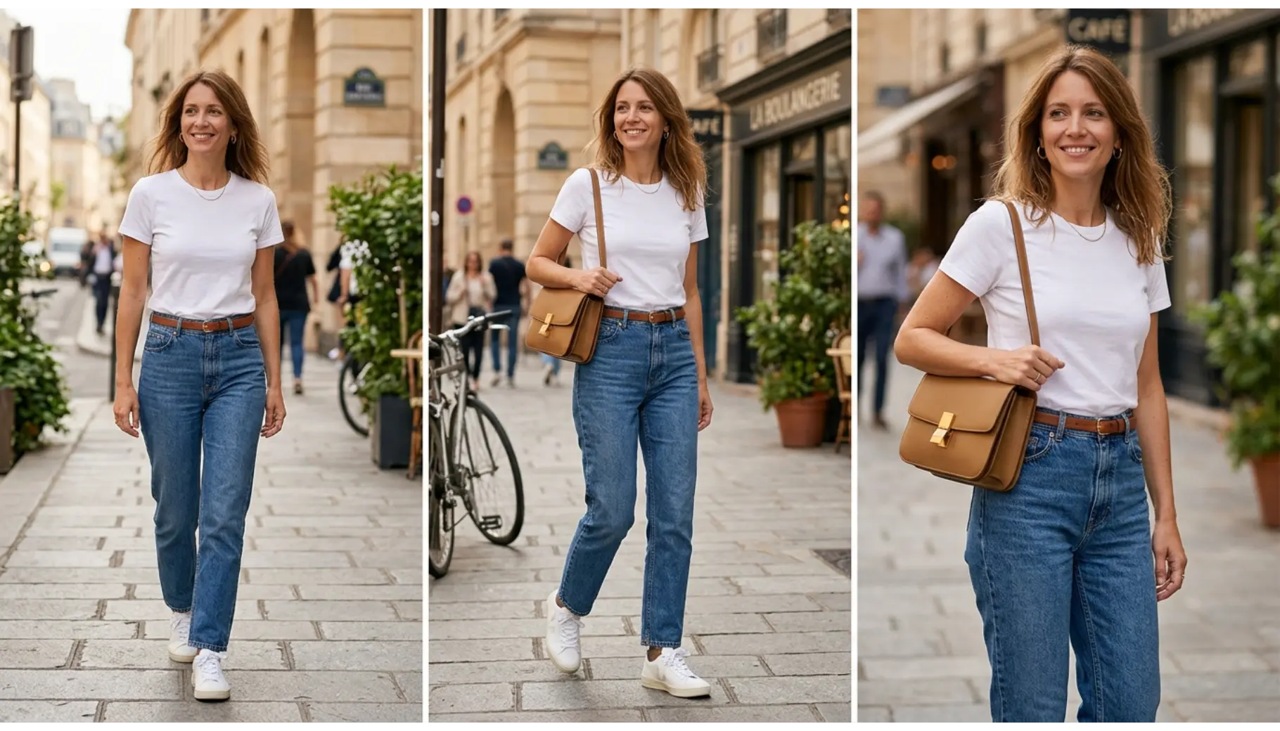 White Tee and Straight-Leg Jeans