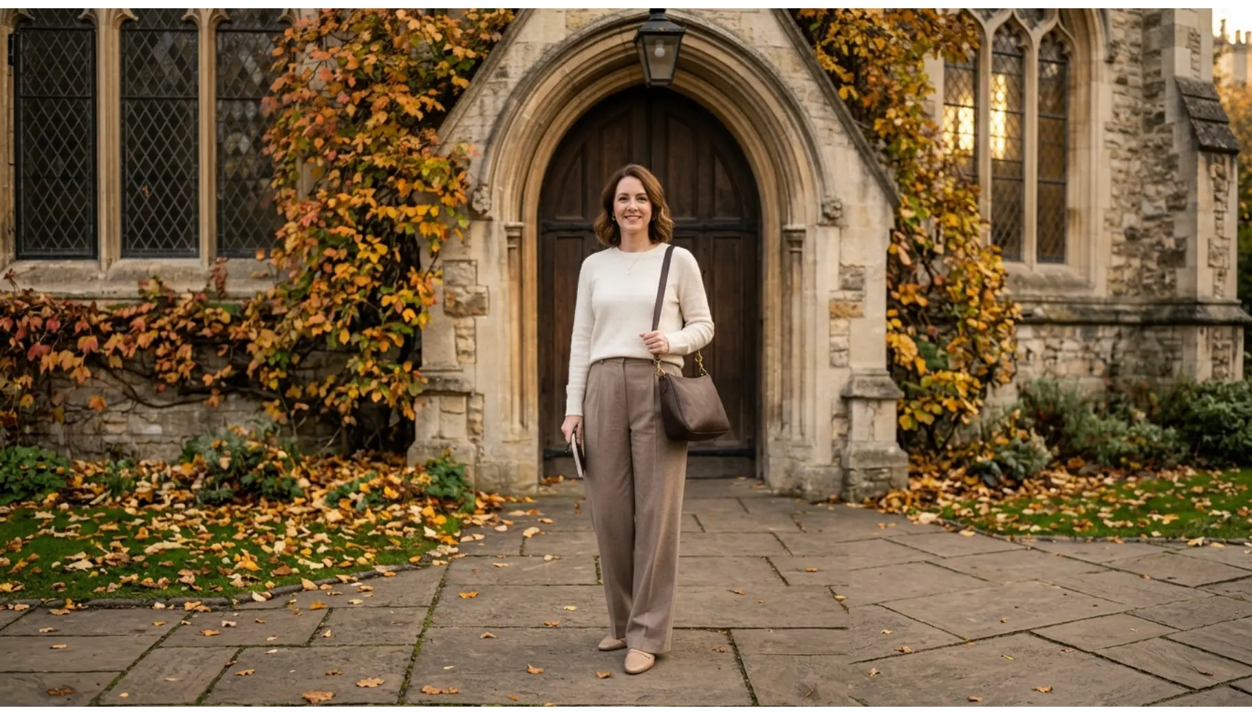 Wide-Leg Trousers With Knit Top