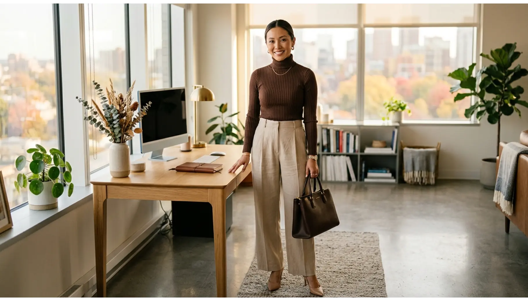 Wide-Leg Trousers With a Fitted Knit Top