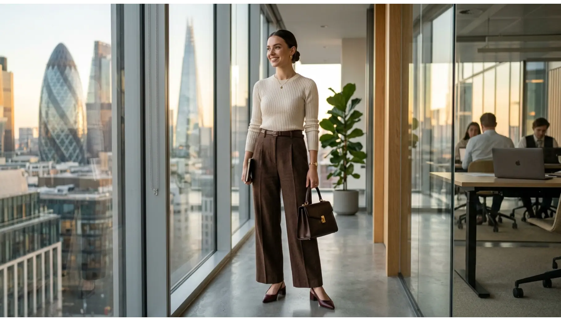 Wide-Leg Trousers With a Fitted Knit